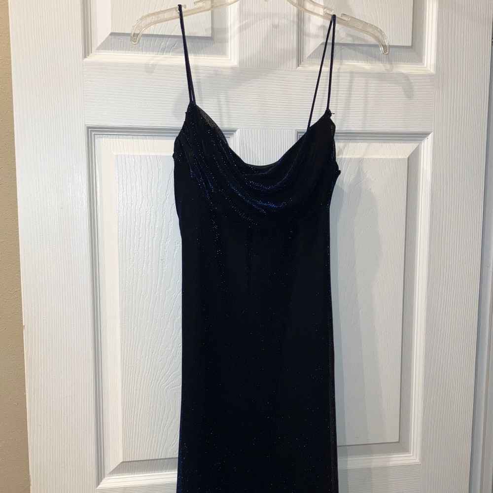 Sparkle Cowl Neck Strapless Slip Dress - Black
